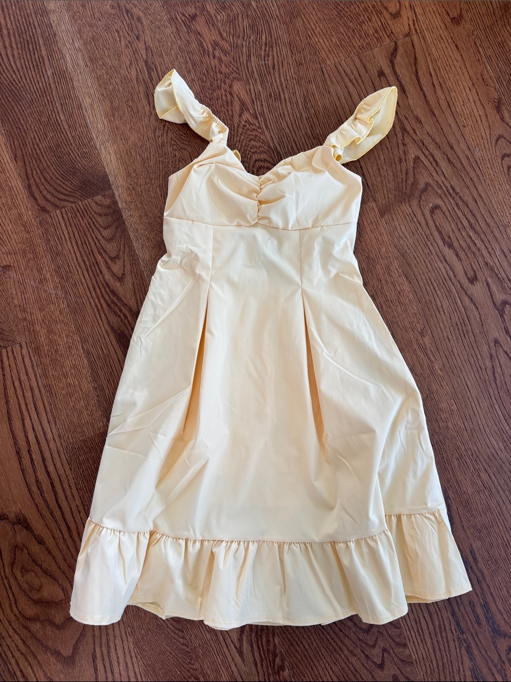 Kids Yellow Ruffle Strap Dress
